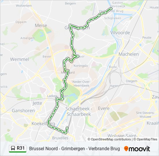 Plan de la ligne R31 de bus