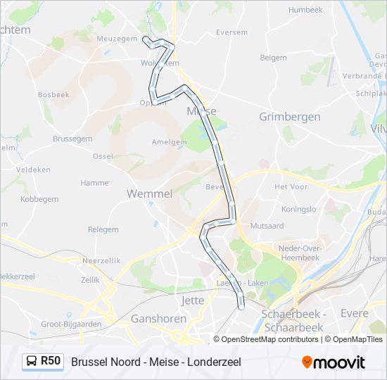 R50 bus Line Map