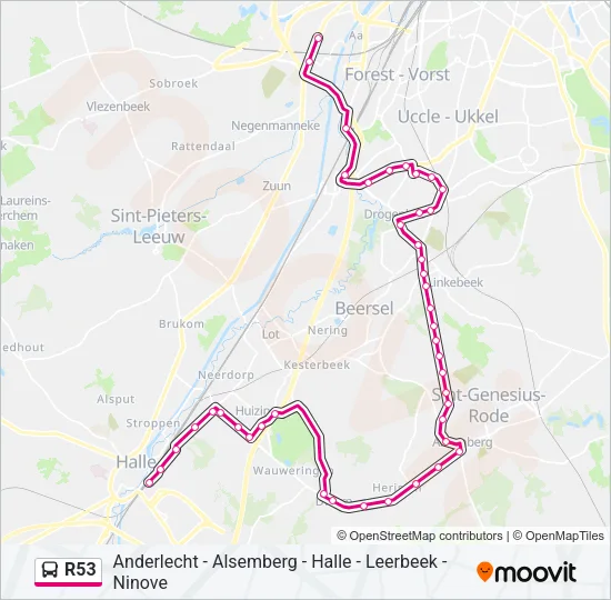 R53 Bus Line Map