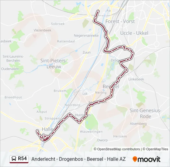 R54 Bus Line Map