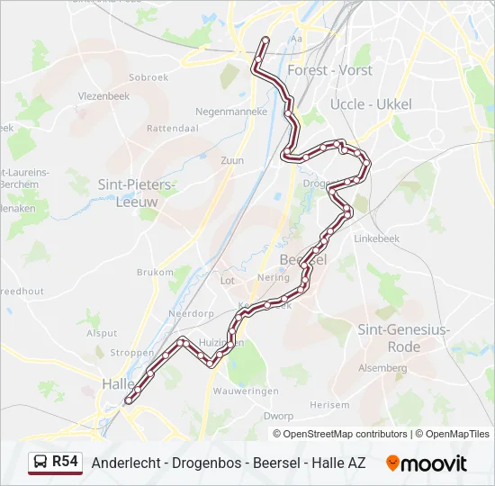 R54 Bus Line Map
