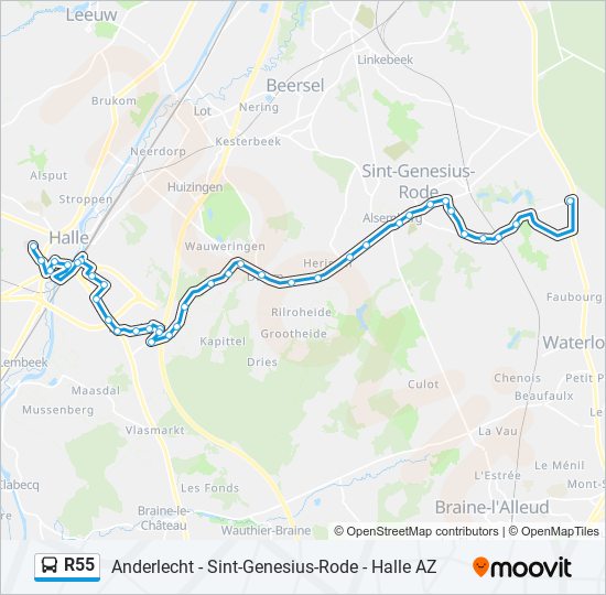 R55 bus Line Map