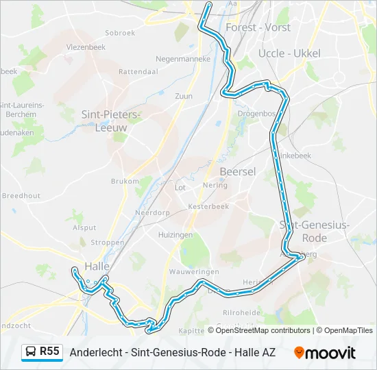 R55 Bus Line Map