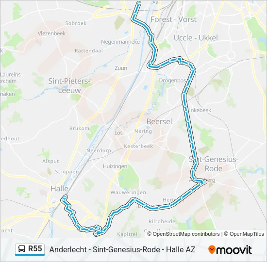 R55 Bus Line Map