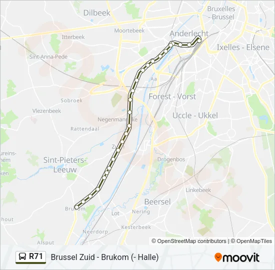 R71 Bus Line Map
