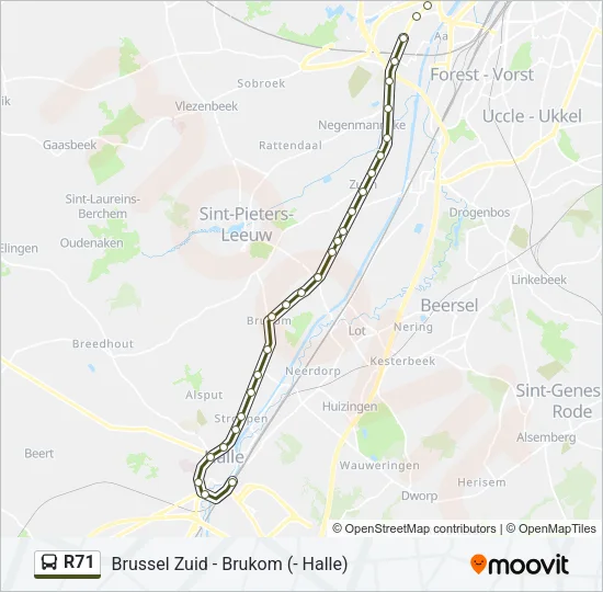 R71 Bus Line Map