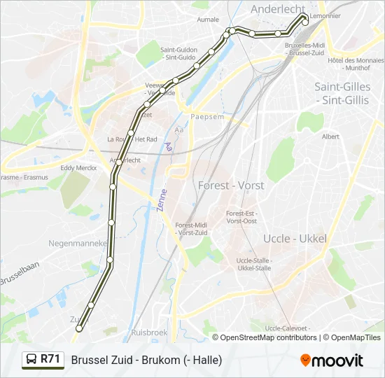 R71 Bus Line Map