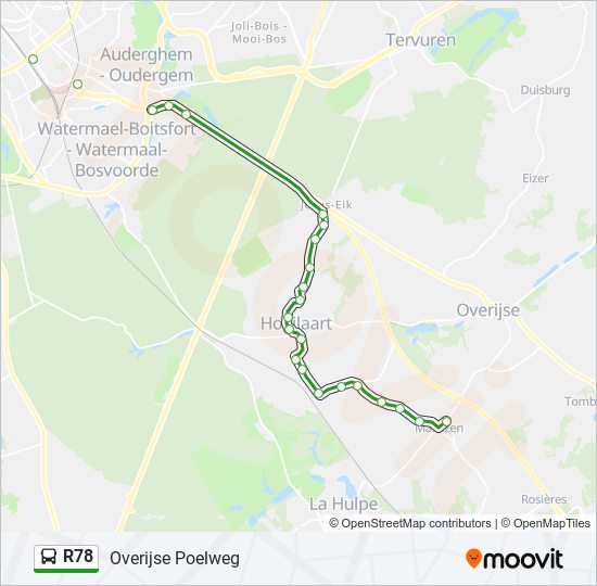 Plan de la ligne R78 de bus