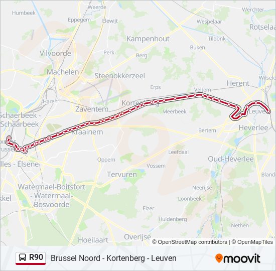 R90 bus Line Map