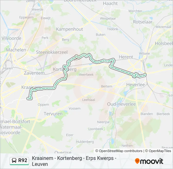 R92 Bus Line Map