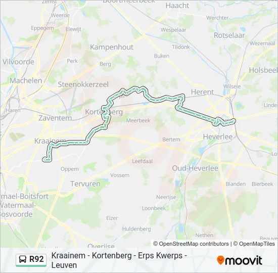 R92 Bus Line Map