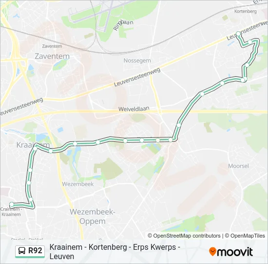 R92 Bus Line Map