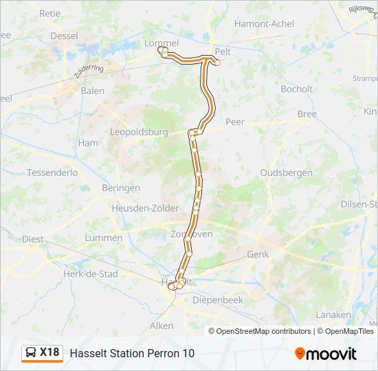 X18 Bus Line Map