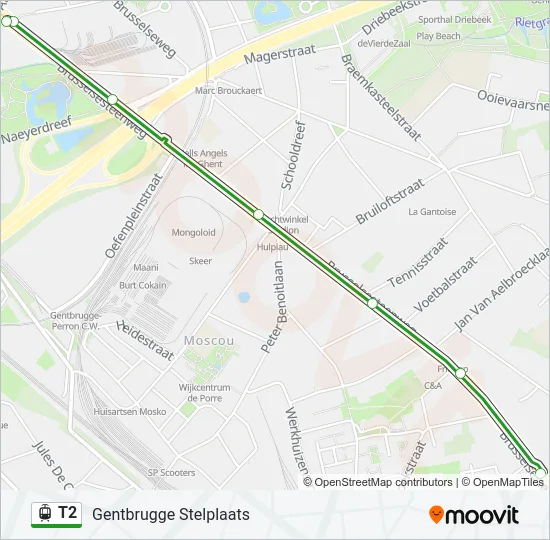 T2 Light Rail Line Map