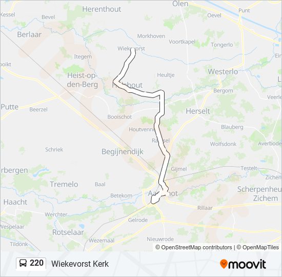 Plan de la ligne 220 de bus