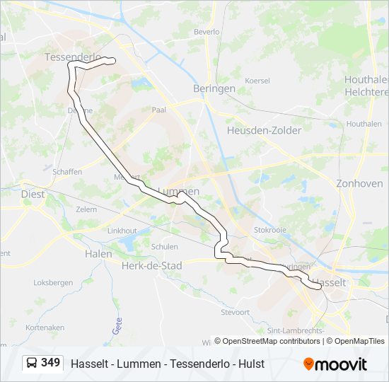 Plan de la ligne 349 de bus