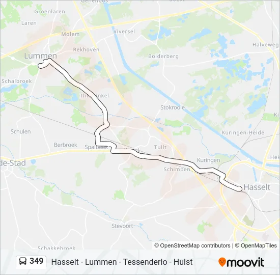 349 Bus Line Map
