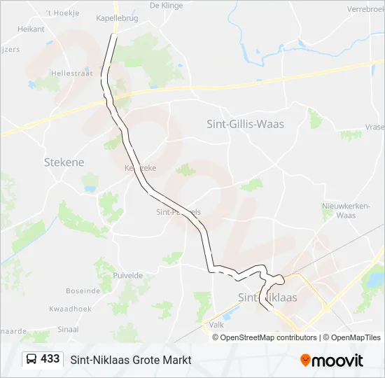 Plan de la ligne 433 de bus