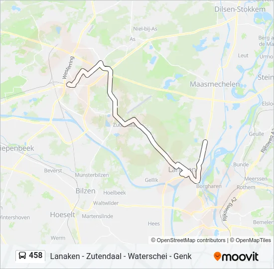 Plan de la ligne 458 de bus