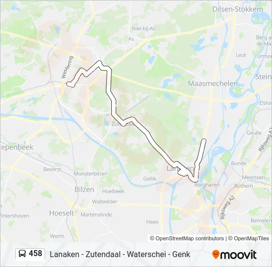 Plan de la ligne 458 de bus