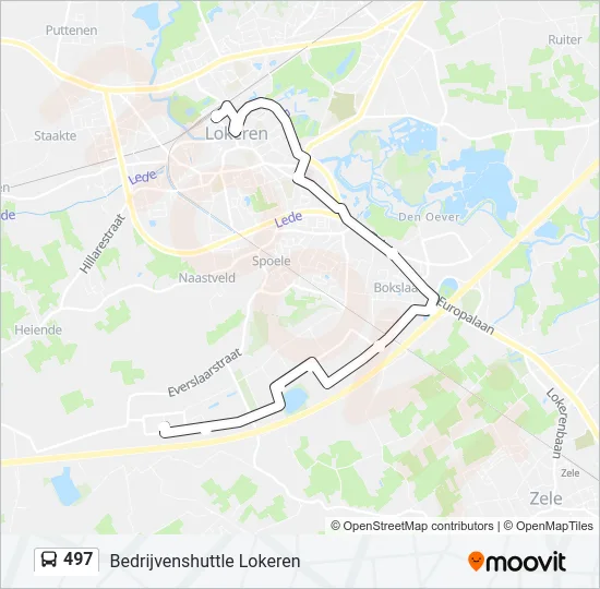Bus 497 lijnkaart