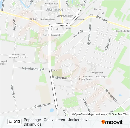 513 Bus Line Map