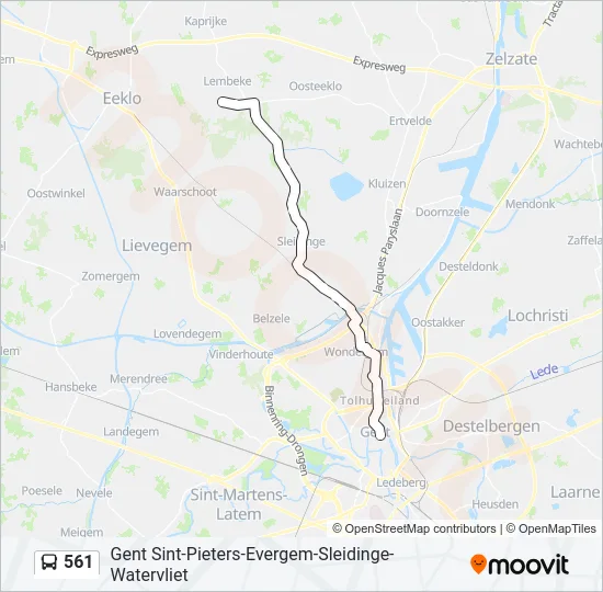 561 Bus Line Map