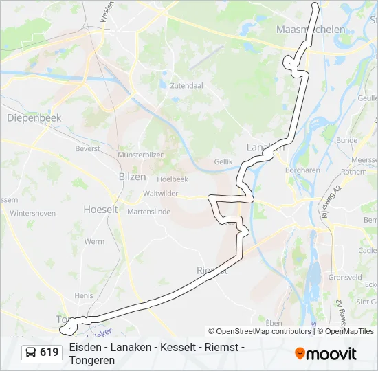 619 Bus Line Map