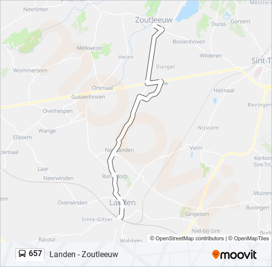 Plan de la ligne 657 de bus