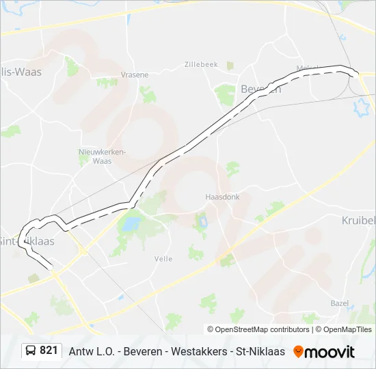 821 Bus Line Map