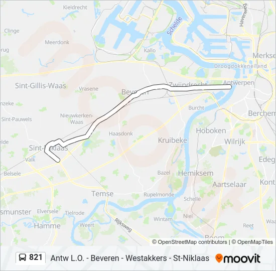 821 Bus Line Map