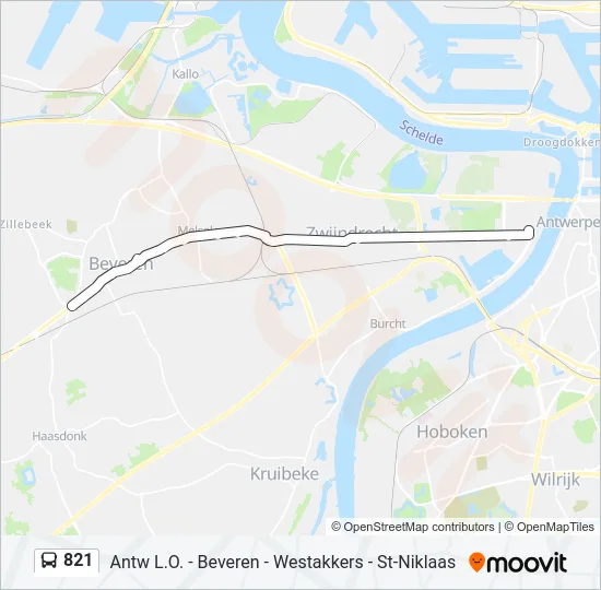 821 Bus Line Map