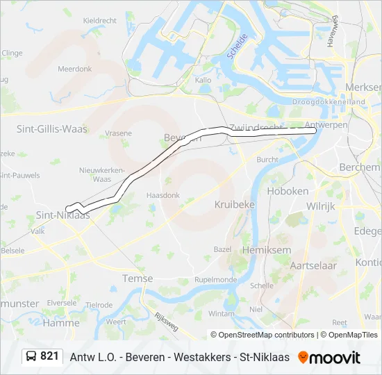 821 Bus Line Map