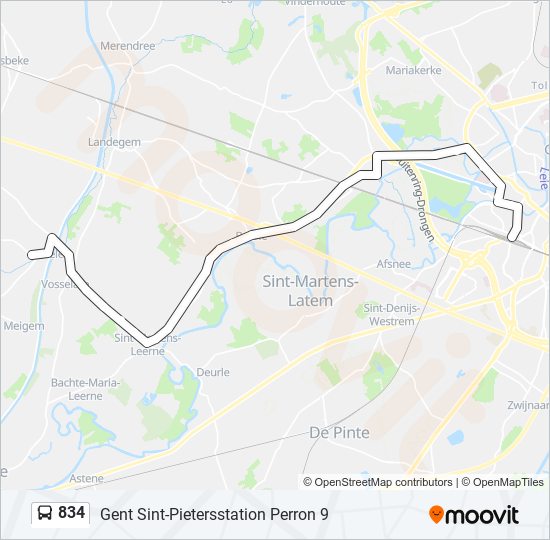 834 bus Line Map