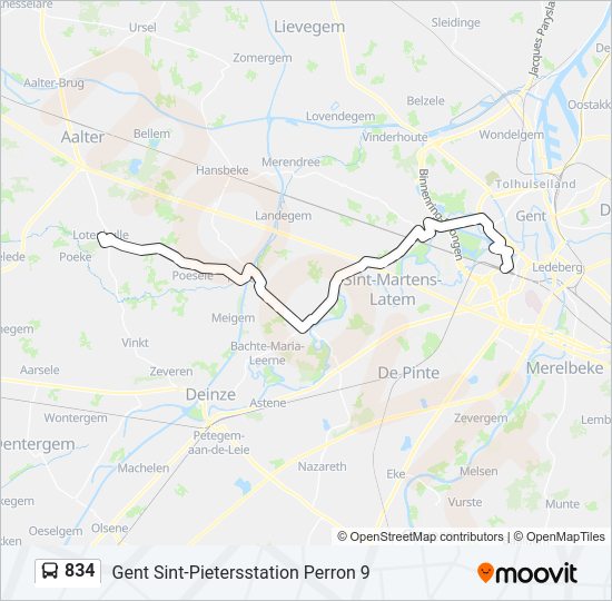 Plan de la ligne 834 de bus