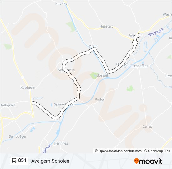 Plan de la ligne 851 de bus