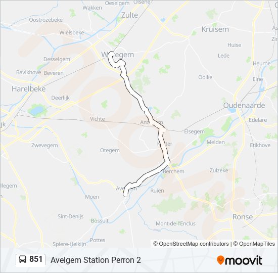 Plan de la ligne 851 de bus