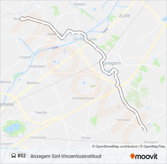 Plan de la ligne 852 de bus