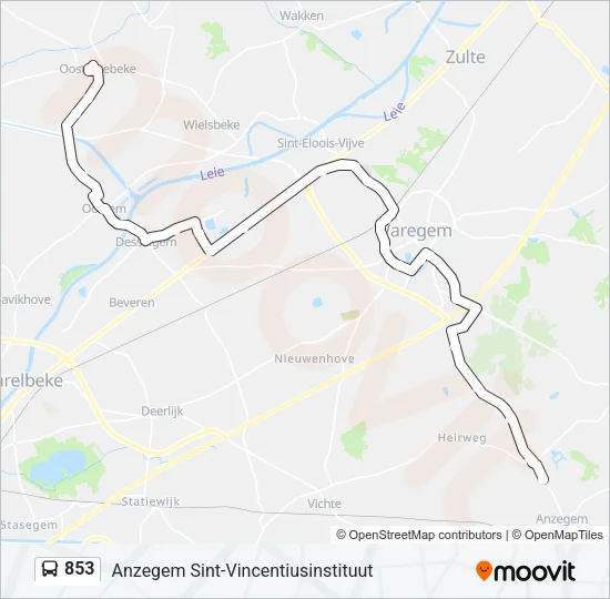 853 Bus Line Map