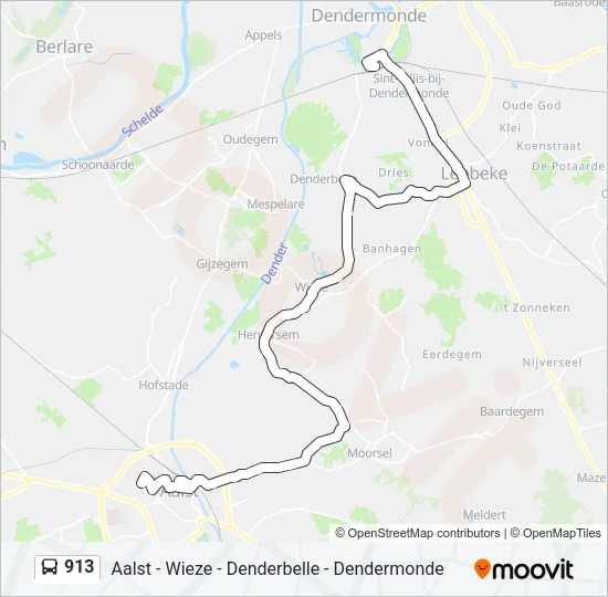 913 Bus Line Map