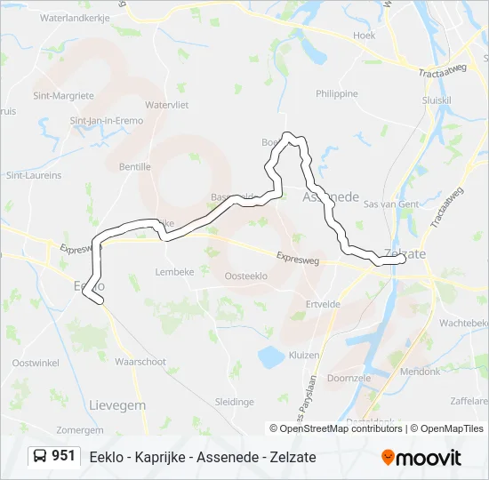 951 Bus Line Map