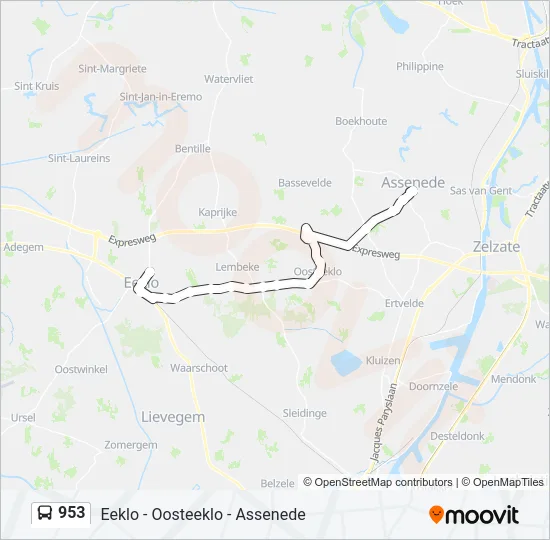 953 Bus Line Map