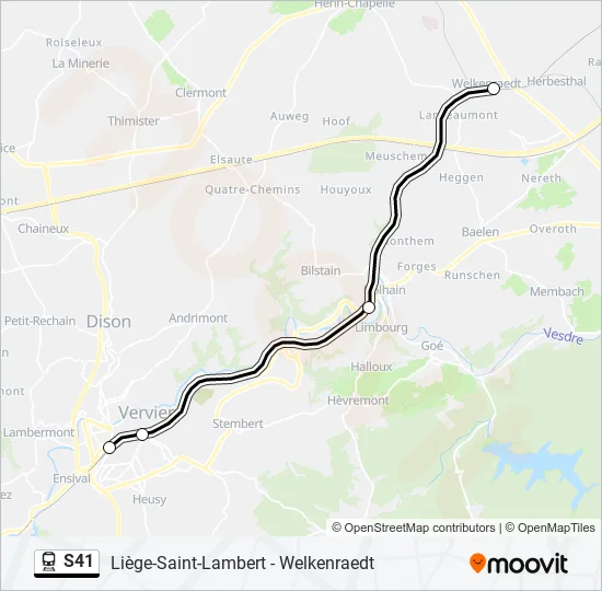 Trein S41 lijnkaart