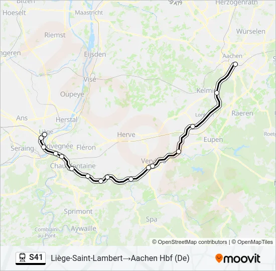 Plan de la ligne S41 de train