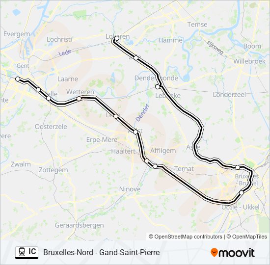 Plan de la ligne IC de train