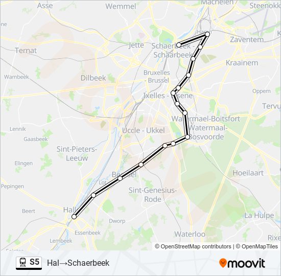 Plan de la ligne S5 de train