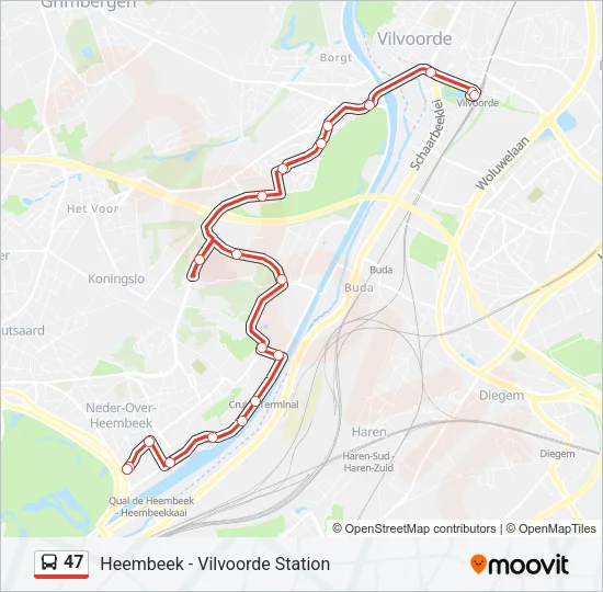 47 Bus Line Map