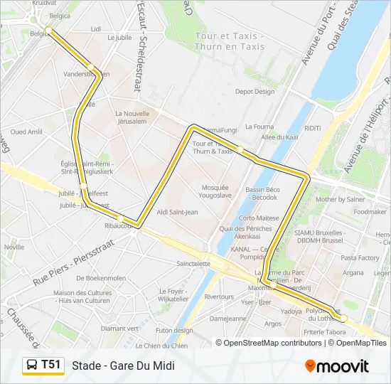 T51 Bus Line Map