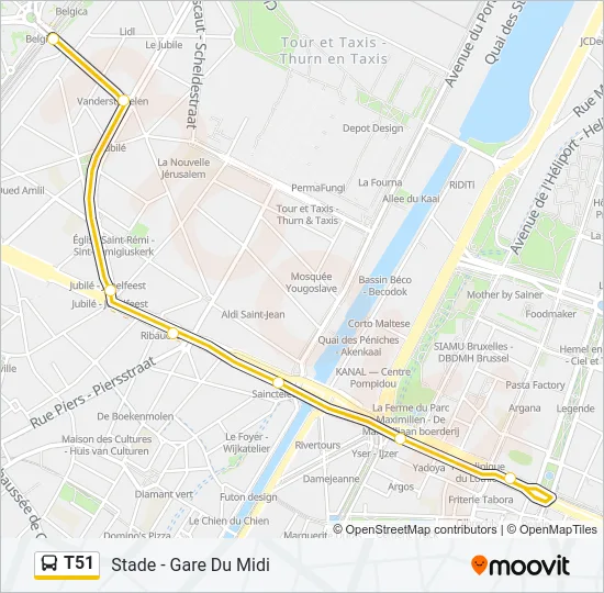 T51 Bus Line Map