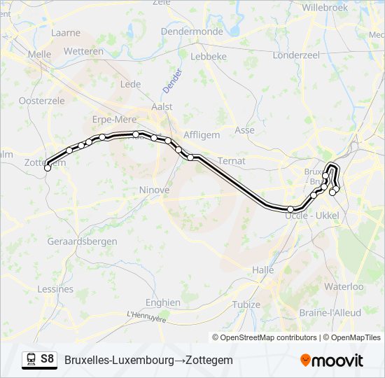 Plan de la ligne S8 de train